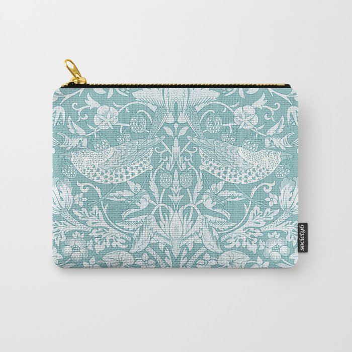 William Morris Strawberry Thief Aqua Teal Carry All Pouch Gallery Image 1