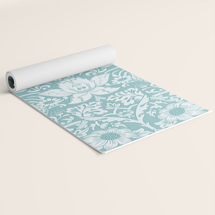 William Morris Strawberry Thief Aqua Teal Yoga Mat Gallery Image 2