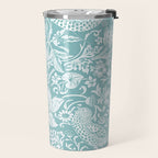 William Morris Strawberry Thief Aqua Teal Travel Mug Gallery Image 2