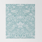 William Morris Strawberry Thief Aqua Teal Throw Blanket Gallery Image 2