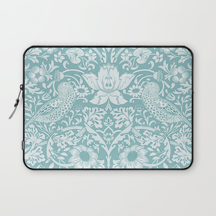 William Morris Strawberry Thief Aqua Teal Laptop Sleeve Gallery Image 1