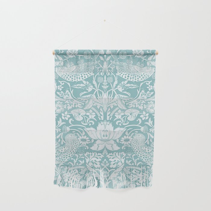 William Morris Strawberry Thief Aqua Teal Wall Hanging Gallery Image 1