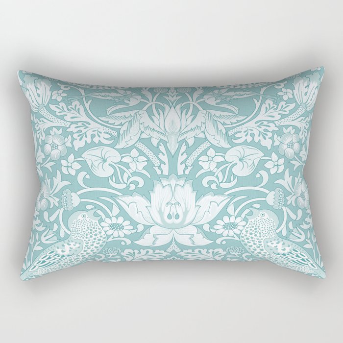 William Morris Strawberry Thief Aqua Teal Rectangular Pillow Gallery Image 1