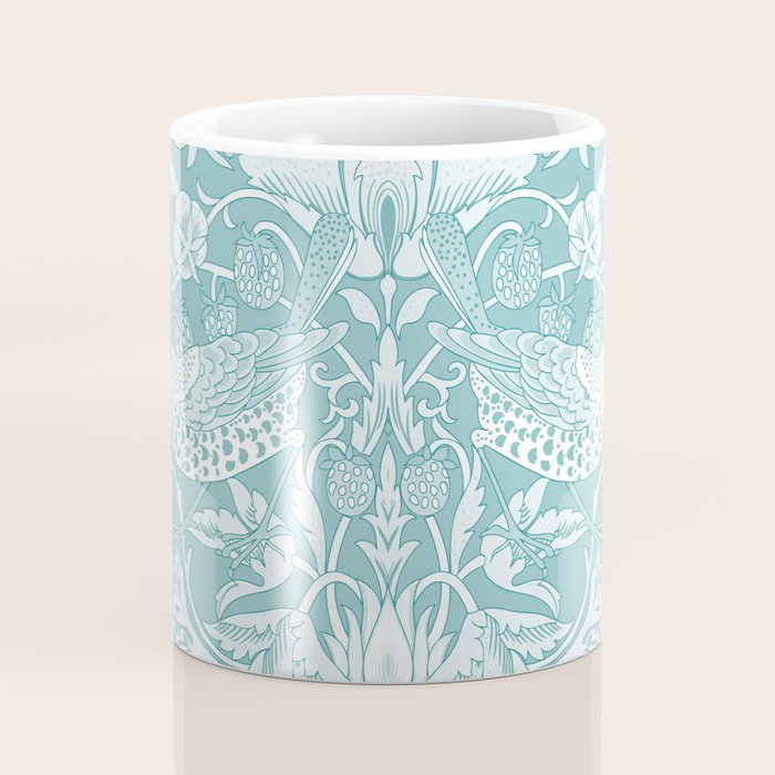 William Morris Strawberry Thief Aqua Teal Coffee Mug Gallery Image 4