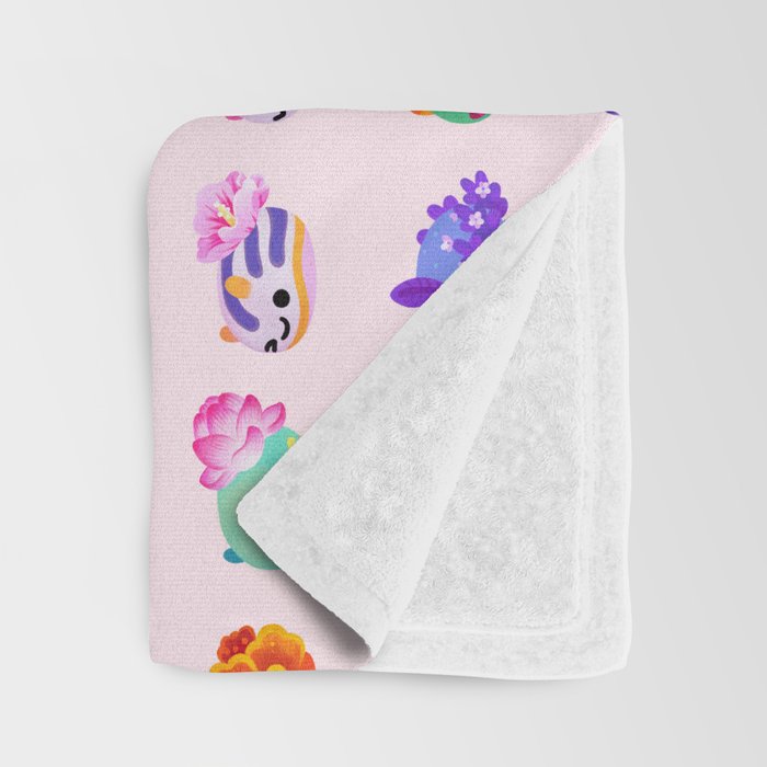 Flower sea slug - pastel Throw Blanket Gallery Image 3