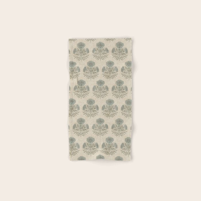 Marigold - sage and dusty blue on linen Bath Towel Gallery Image 1