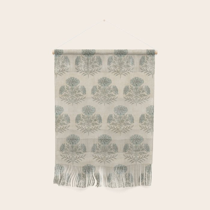 Marigold - sage and dusty blue on linen Wall Hanging Gallery Image 1