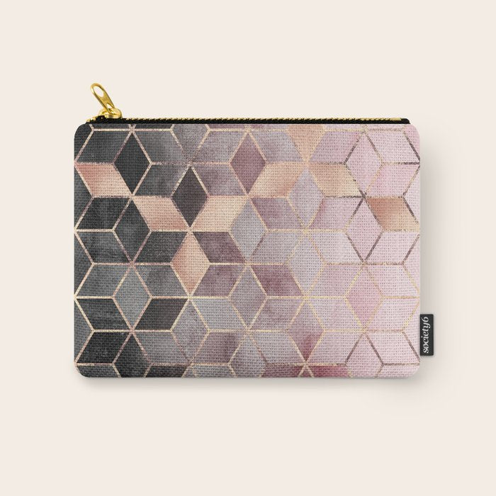 Pink And Grey Gradient Cubes Carry All Pouch Gallery Image 1