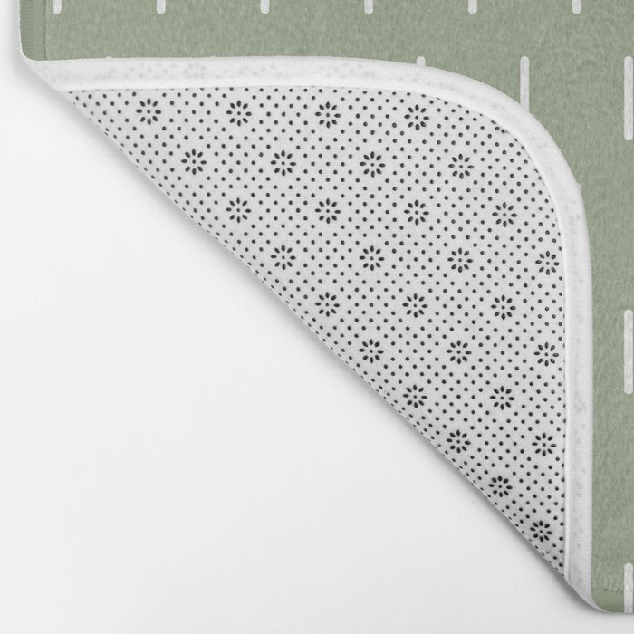 Modern Boho Minimal Pattern, Sage Green and White Bath Mat Gallery Image 2