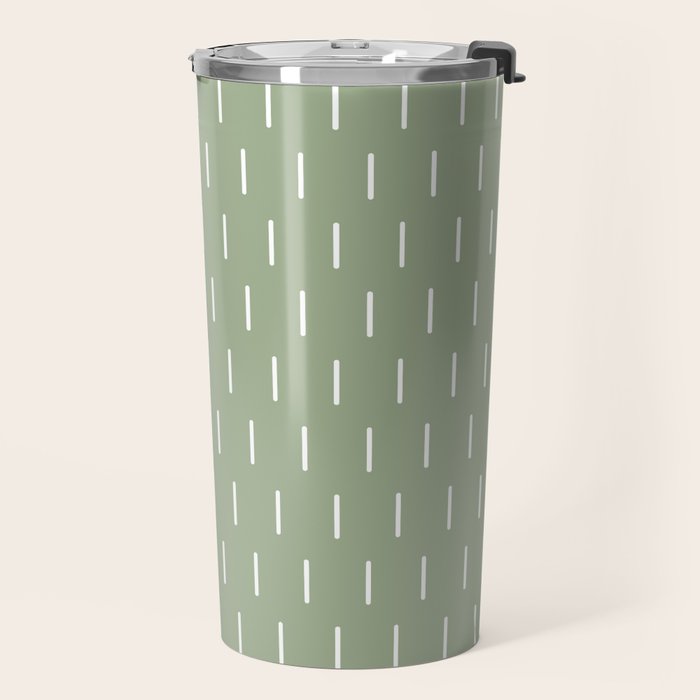 Modern Boho Minimal Pattern, Sage Green and White Travel Mug Gallery Image 2