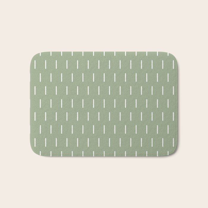 Modern Boho Minimal Pattern, Sage Green and White Bath Mat Gallery Image 1