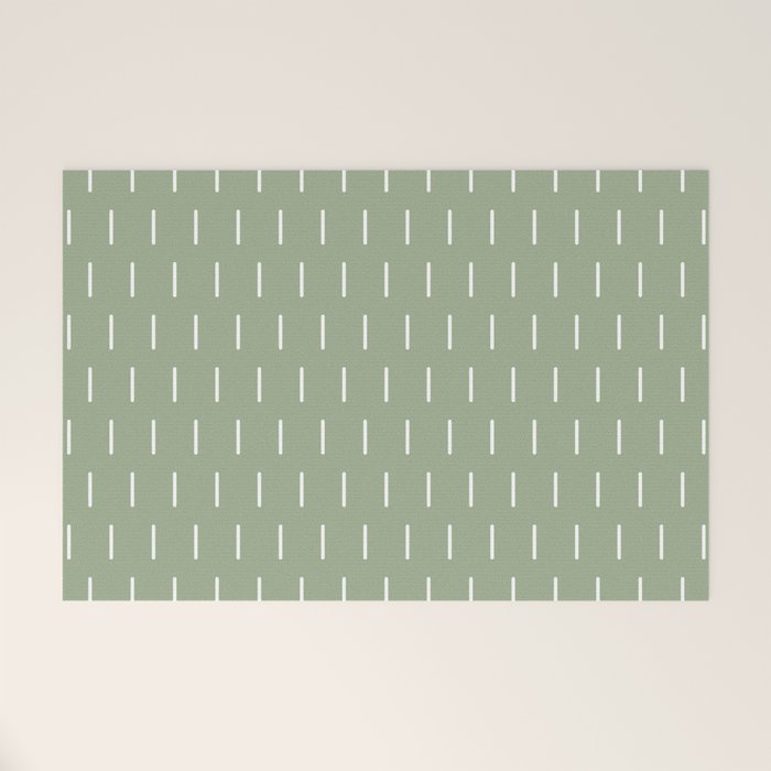 Modern Boho Minimal Pattern, Sage Green and White Welcome Mat Gallery Image 1
