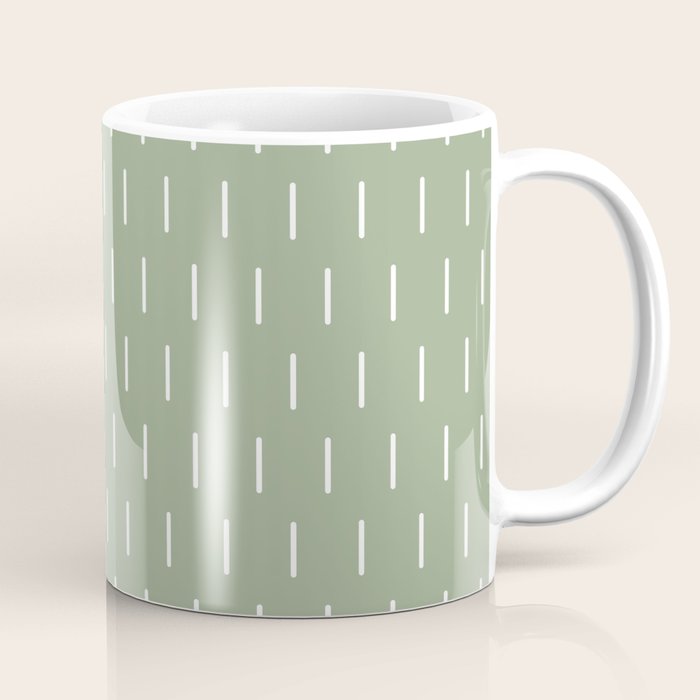 Modern Boho Minimal Pattern, Sage Green and White Coffee Mug Gallery Image 1