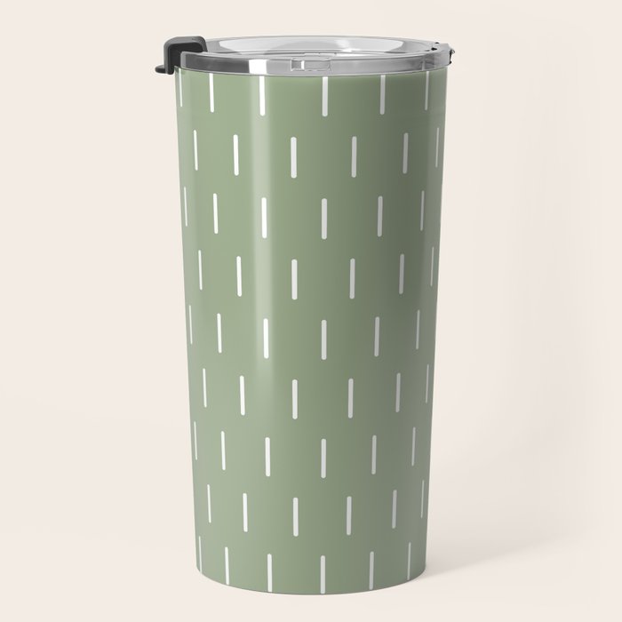 Modern Boho Minimal Pattern, Sage Green and White Travel Mug Gallery Image 3