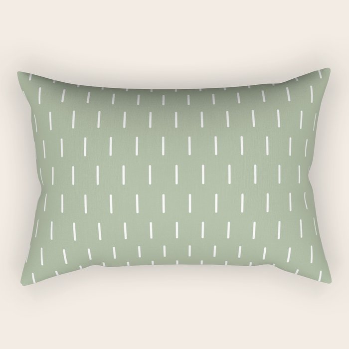 Modern Boho Minimal Pattern, Sage Green and White Rectangular Pillow Gallery Image 1
