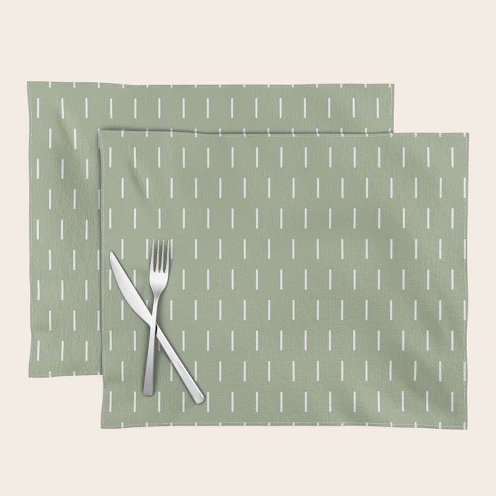 Modern Boho Minimal Pattern, Sage Green and White Placemat Gallery Image 1