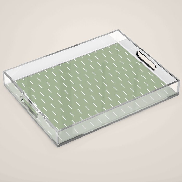 Modern Boho Minimal Pattern, Sage Green and White Acrylic Tray Gallery Image 1