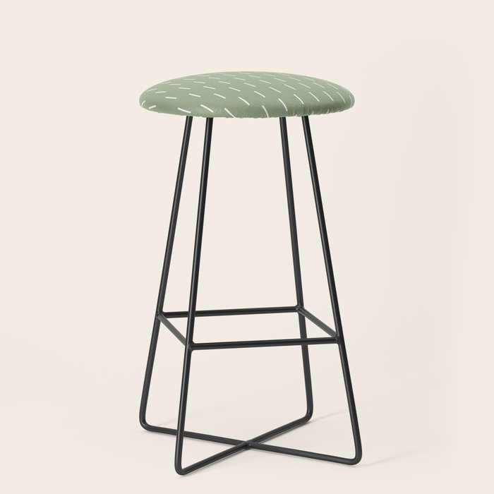 Modern Boho Minimal Pattern, Sage Green and White Stool Gallery Image 1