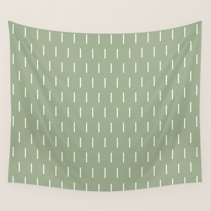 Modern Boho Minimal Pattern, Sage Green and White Wall Tapestry Gallery Image 4