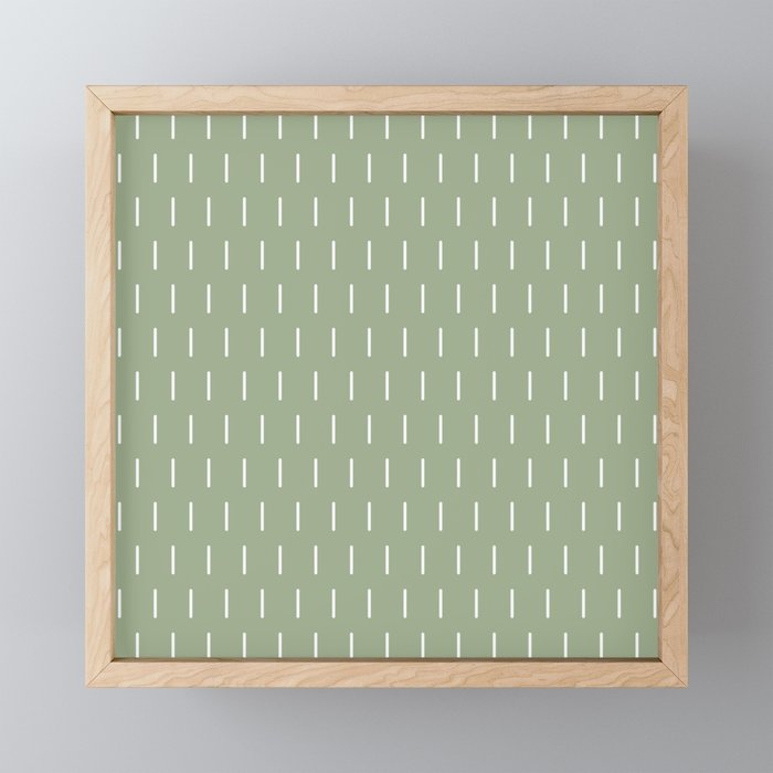 Modern Boho Minimal Pattern, Sage Green and White Mini Art Print Gallery Image 1