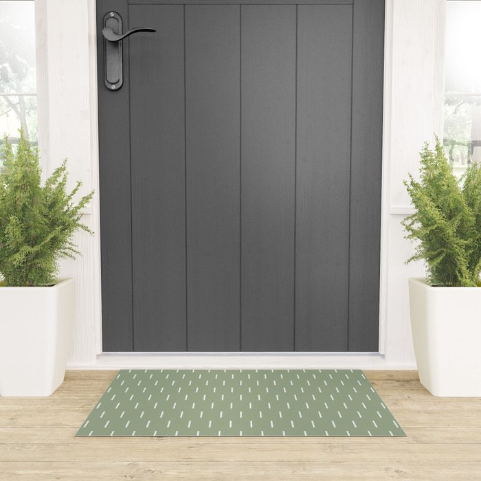 Modern Boho Minimal Pattern, Sage Green and White Welcome Mat Gallery Image 3