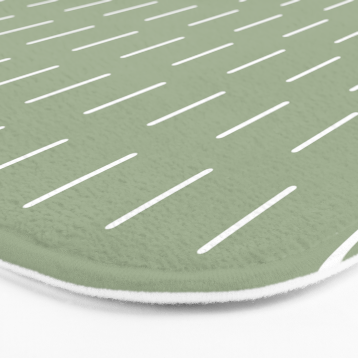 Modern Boho Minimal Pattern, Sage Green and White Bath Mat Gallery Image 3