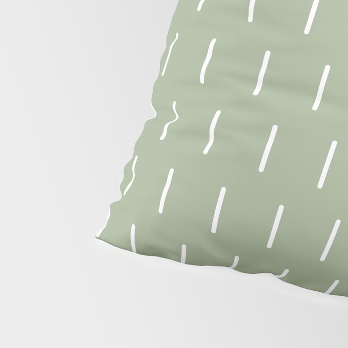 Modern Boho Minimal Pattern, Sage Green and White Pillow Sham Gallery Image 4