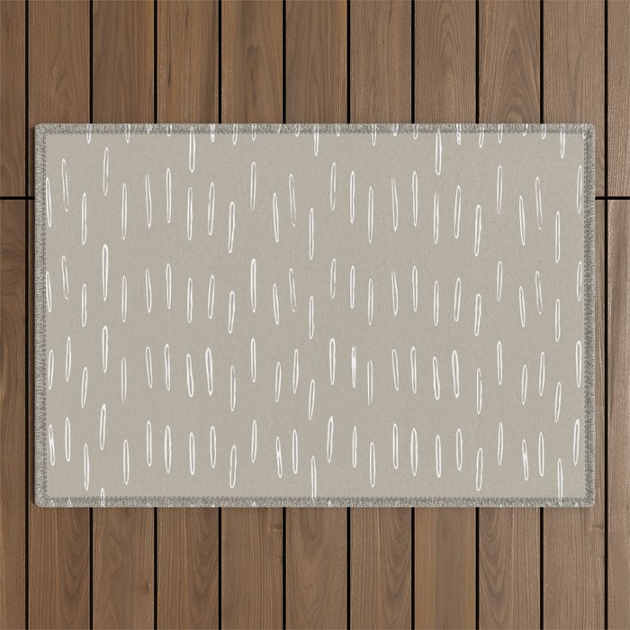 Boho Prints, Raindrops, Beige, Minimalism, Abstract Art Outdoor Rug Gallery Image 1