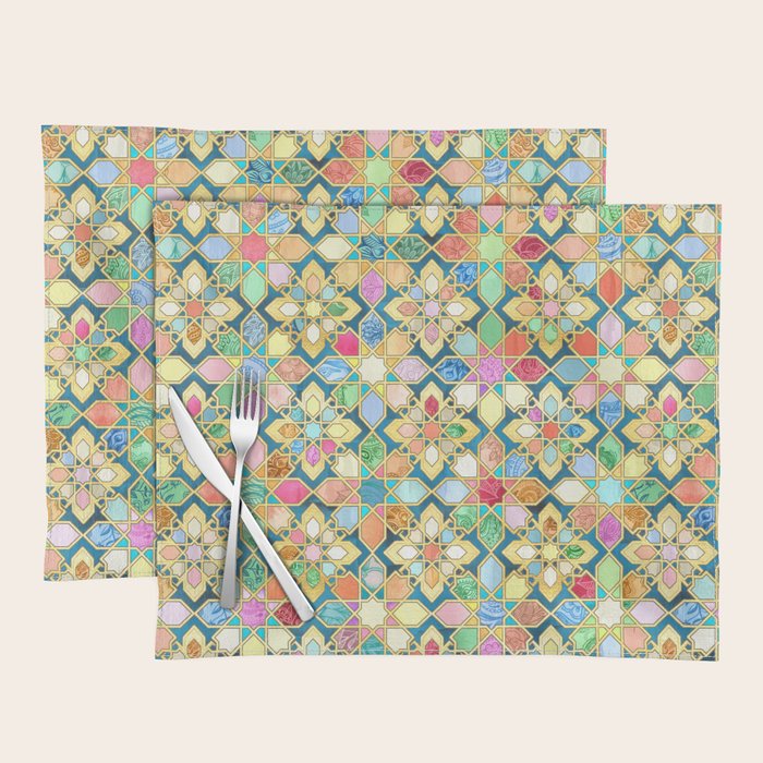 Gilded Moroccan Mosaic Tiles Placemat Gallery Image 1