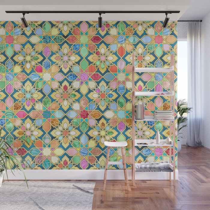 Gilded Moroccan Mosaic Tiles Wall Mural Gallery Image 1