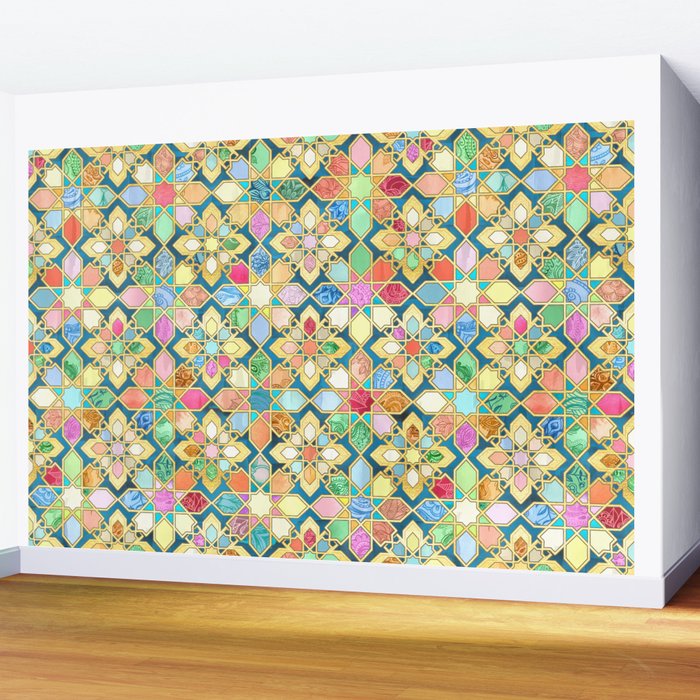 Gilded Moroccan Mosaic Tiles Wall Mural Gallery Image 2