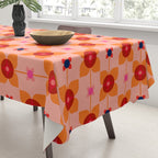 Mid Century Retro Floral Geometric Pattern Tablecloth Gallery Image 3