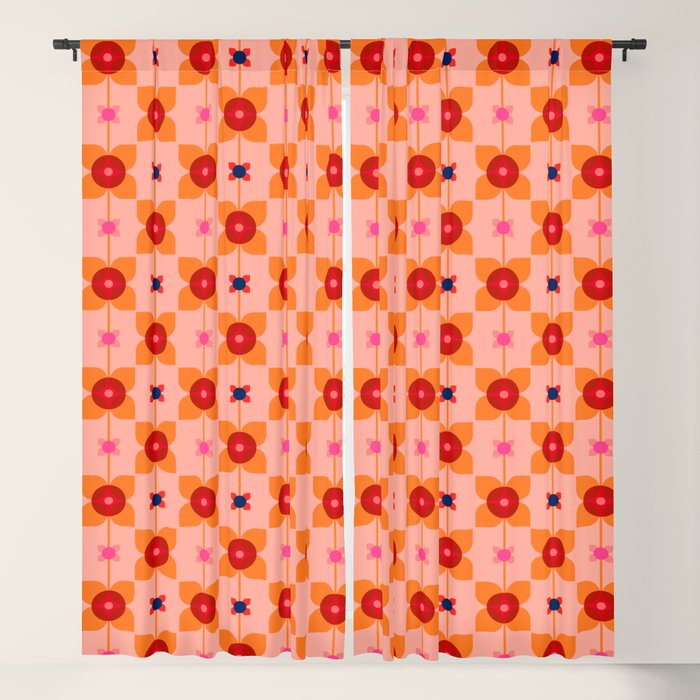 Mid Century Retro Floral Geometric Pattern Window Curtain Gallery Image 5