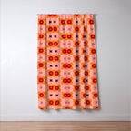 Mid Century Retro Floral Geometric Pattern Window Curtain Gallery Image 3