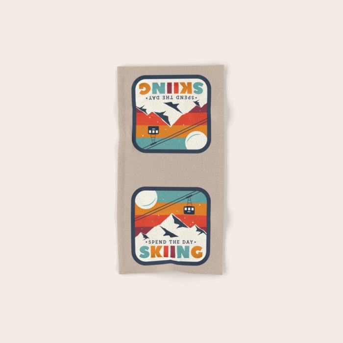 Spend The Day Skiing-Ski Badge Bath Towel Gallery Image 1