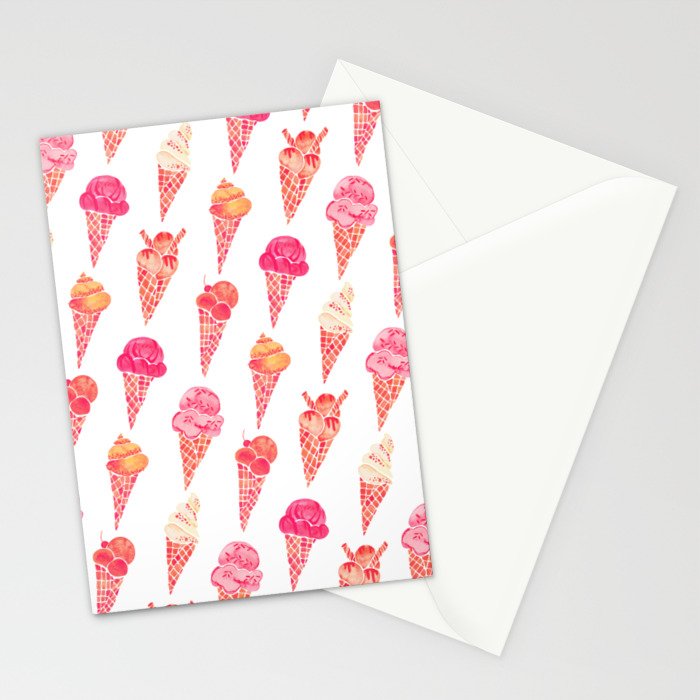 Ice Cream Cones - Pink & Peach Palette Stationery Card Gallery Image 2