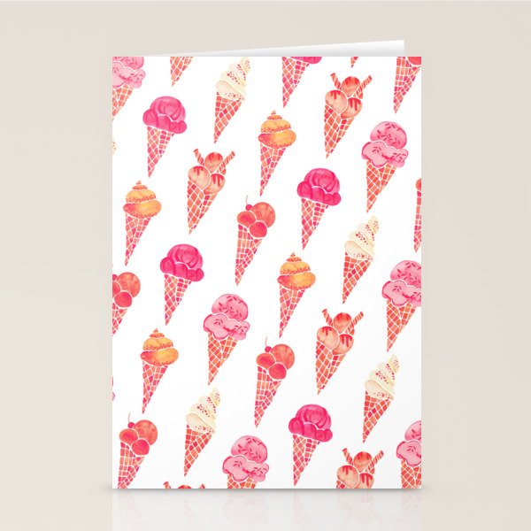 Ice Cream Cones - Pink & Peach Palette Stationery Card Gallery Image 1
