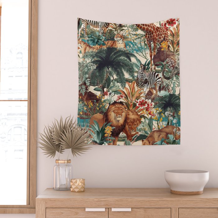 Floral and Animals Pattern IV Wall Tapestry Gallery Image 2