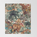 Floral and Animals Pattern IV Throw Blanket Gallery Image 2