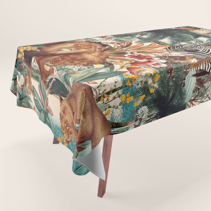 Floral and Animals Pattern IV Tablecloth Gallery Image 1