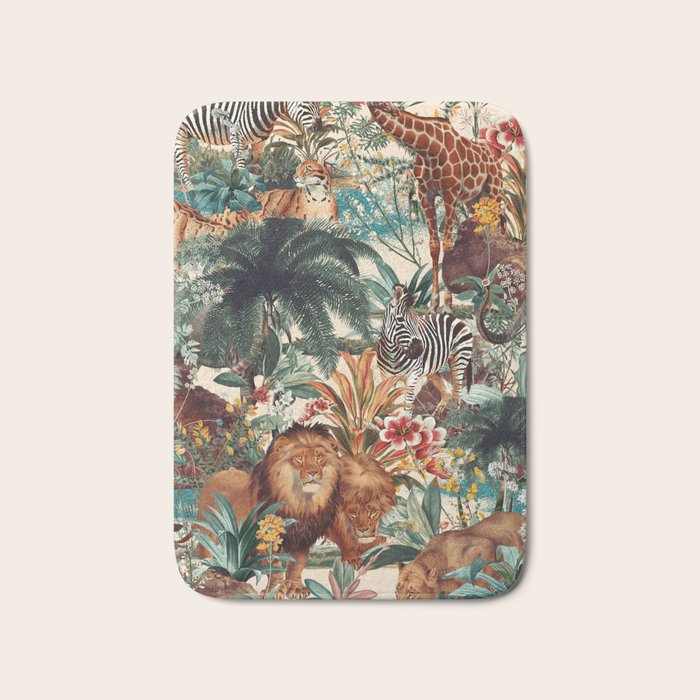 Floral and Animals Pattern IV Bath Mat Gallery Image 1