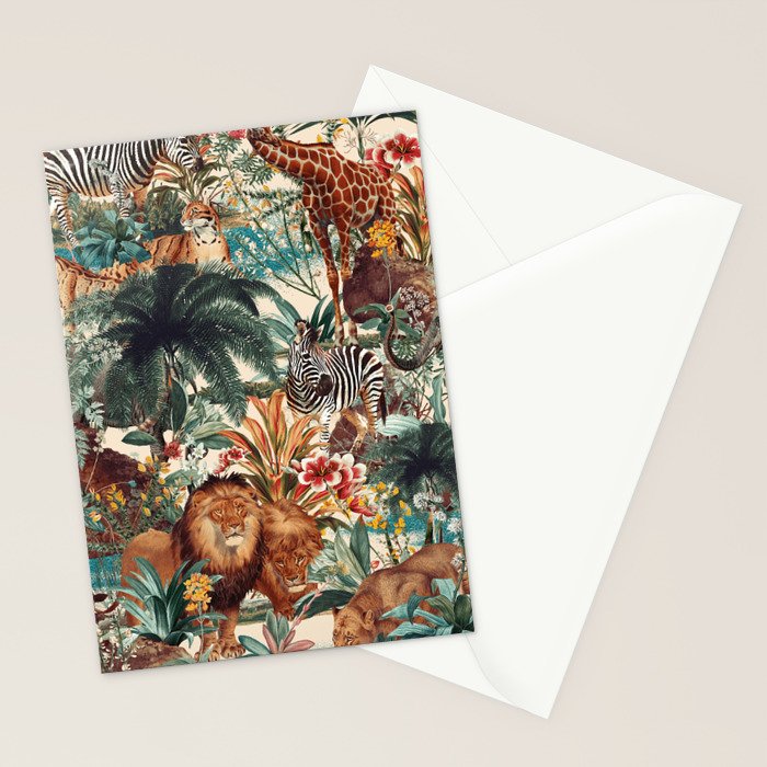 Floral and Animals Pattern IV Stationery Card Gallery Image 2