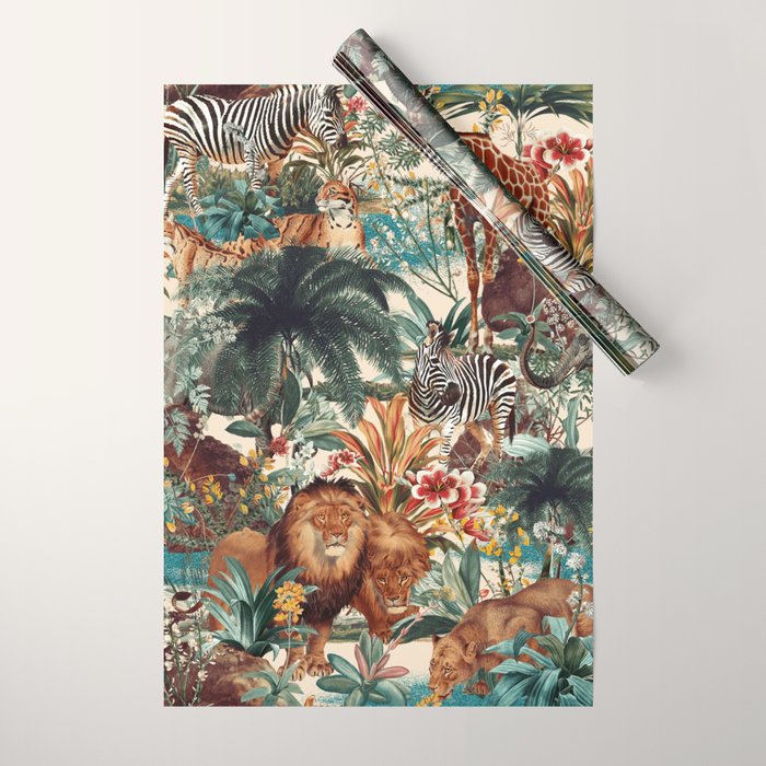Floral and Animals Pattern IV Wrapping Paper Gallery Image 1