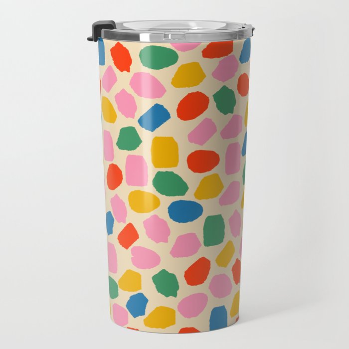 Ink Dot Colourful Mosaic Pattern in Rainbow Pop Colours Travel Mug Gallery Image 3