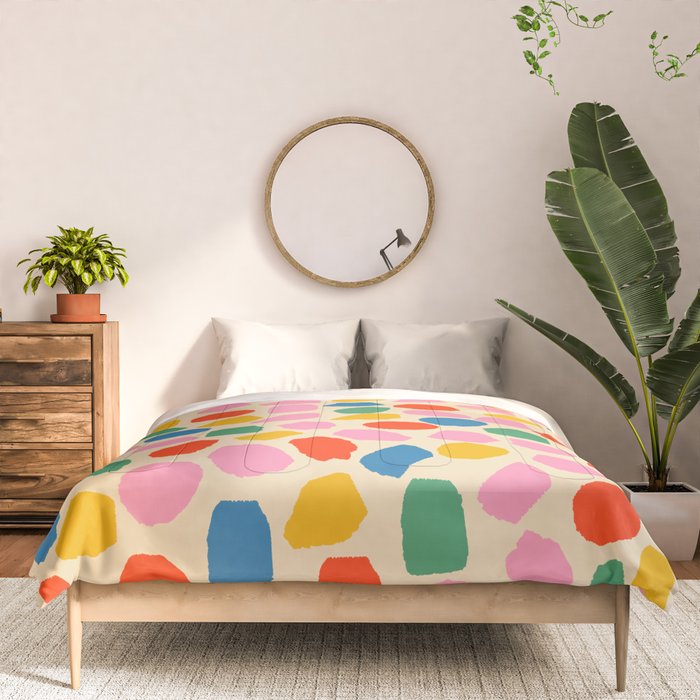 Ink Dot Colourful Mosaic Pattern in Rainbow Pop Colours Comforter Gallery Image 3