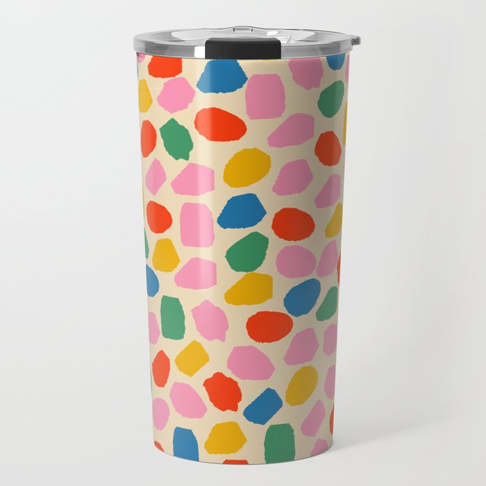 Ink Dot Colourful Mosaic Pattern in Rainbow Pop Colours Travel Mug Gallery Image 1