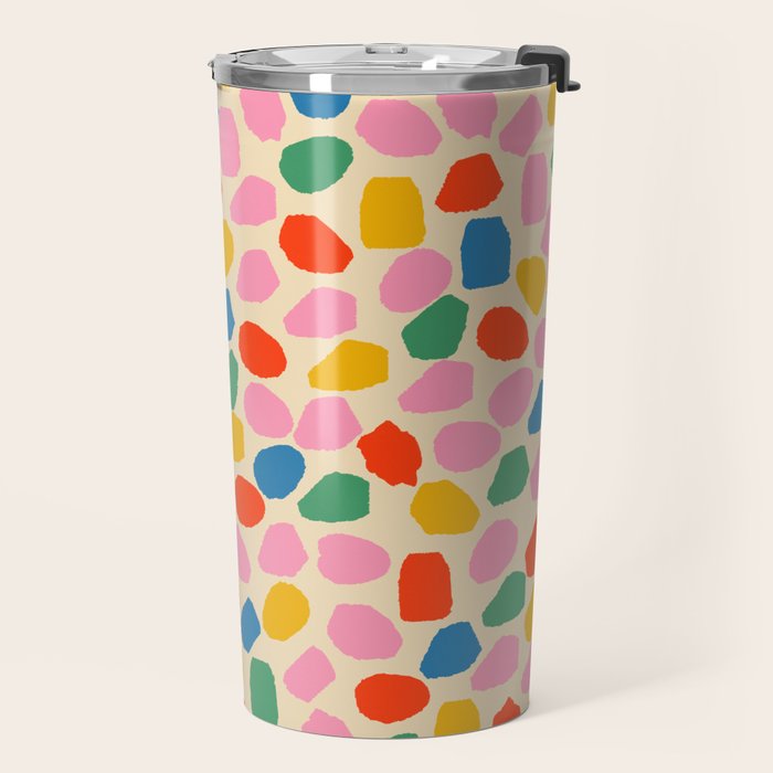 Ink Dot Colourful Mosaic Pattern in Rainbow Pop Colours Travel Mug Gallery Image 2