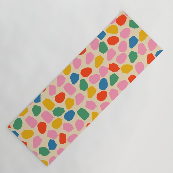 Ink Dot Colourful Mosaic Pattern in Rainbow Pop Colours Yoga Mat Gallery Image 1