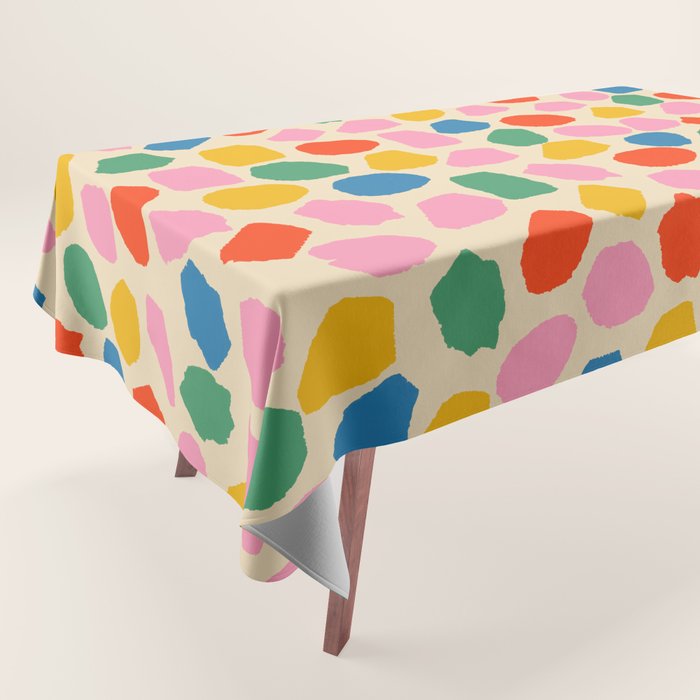 Ink Dot Colourful Mosaic Pattern in Rainbow Pop Colours Tablecloth Gallery Image 1