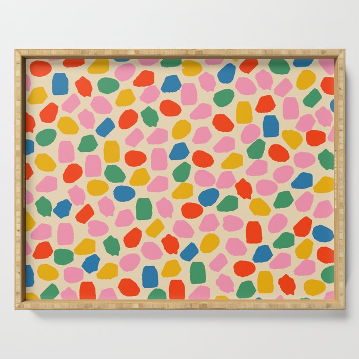 Ink Dot Colourful Mosaic Pattern in Rainbow Pop Colours Serving Tray Gallery Image 1